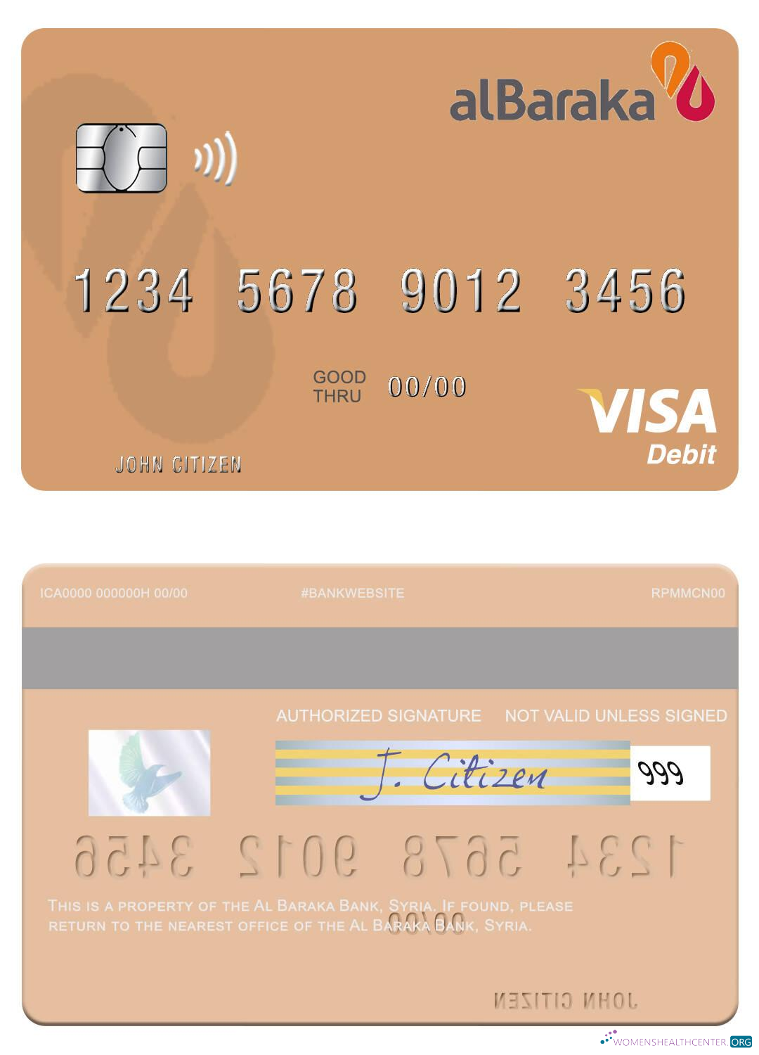 Download Syria Al Baraka Bank visa debit card Photoshop template